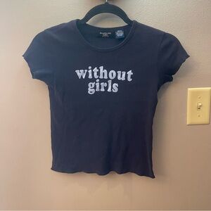 Y2K Juniors navy blue graphic baby tee short sleeve Shirt